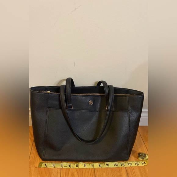Tory Burch Robinson Tote Leather Women's Bag -Black - Picture 3 of 6
